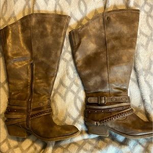 Just below the knee brown xtra wide calf boots